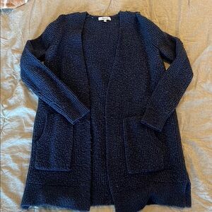 Madewell Blue Cardigan Sweater Textured Knit Open Front